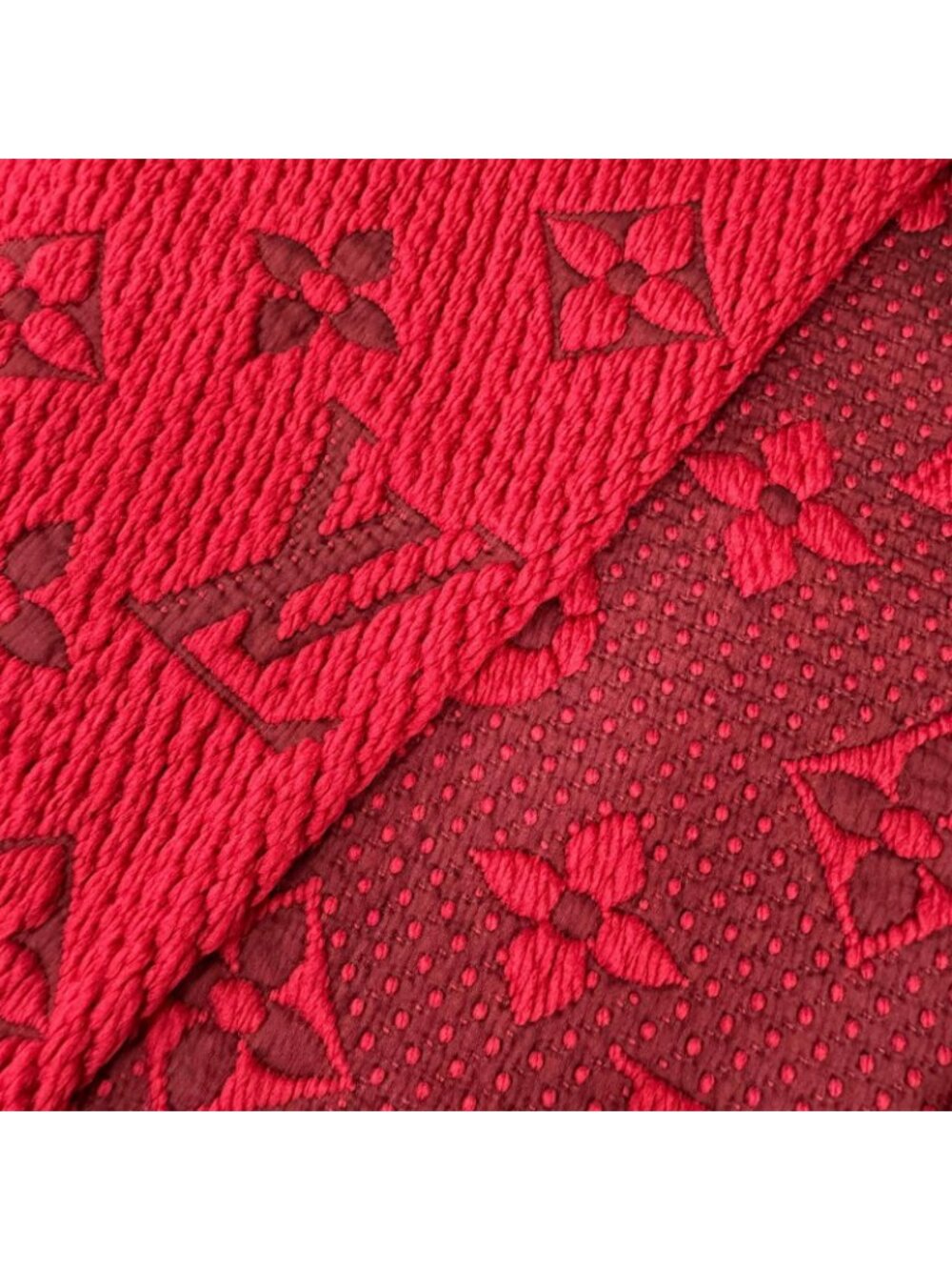 Louis Vuitton Echarpe Logo Mania Wool Silk Scarf Ruby - Picture 4 of 6